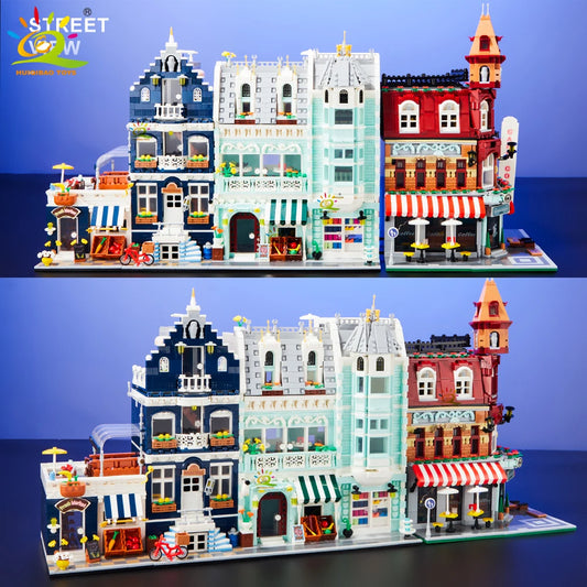 BricksTown DIY - Café de Esquina Miniatura com Blocos de Montar