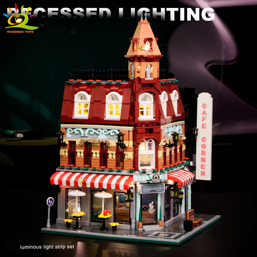 BricksTown DIY - Café de Esquina Miniatura com Blocos de Montar