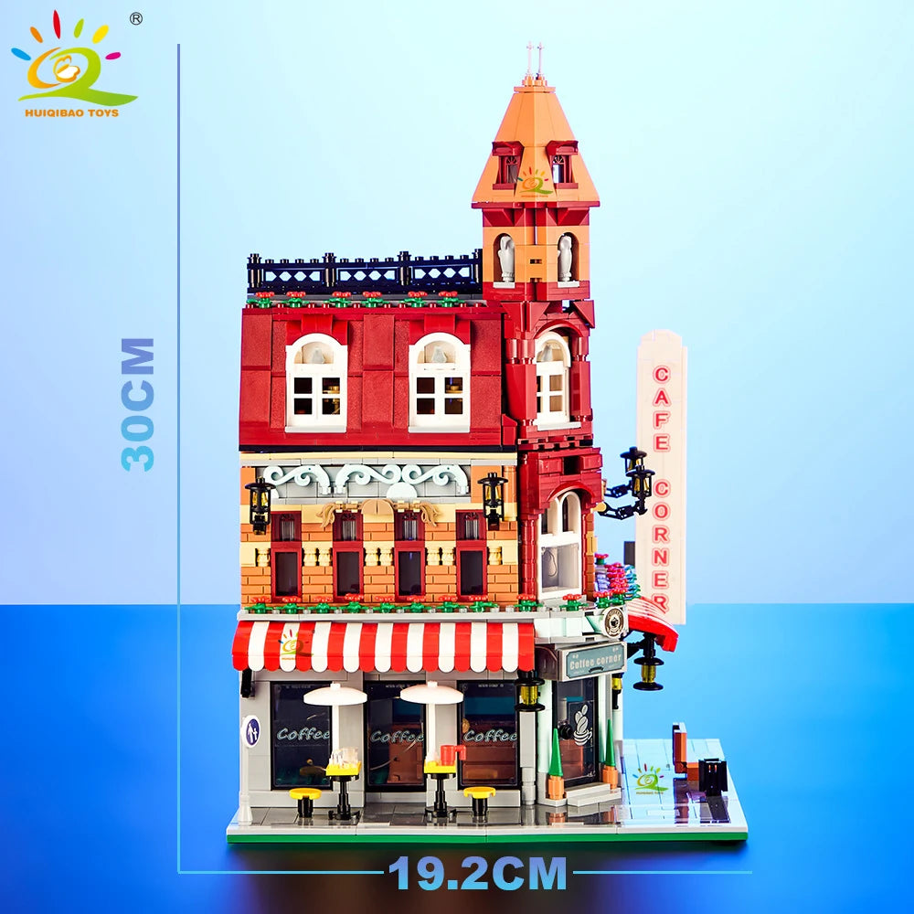 BricksTown DIY - Café de Esquina Miniatura com Blocos de Montar