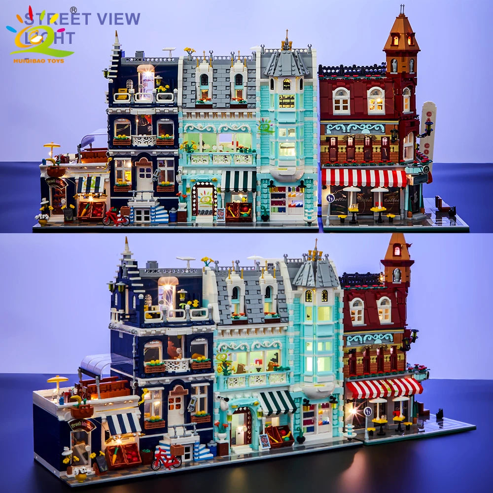 BricksTown DIY - Café de Esquina Miniatura com Blocos de Montar